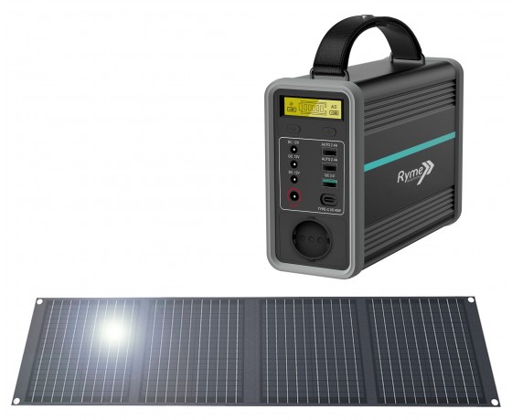 Estación de energía Portátil 320Wh/100000mAh con batería LiFePO4 y Kit de Placas solares 100W